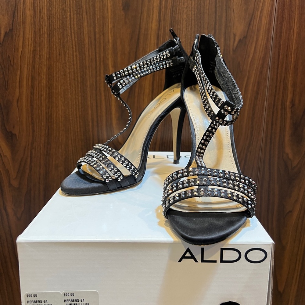 Aldo Black Dome Stud Embellished Heels